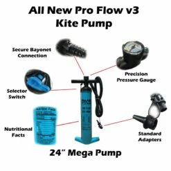 PKS Pro Flow V3 XL Kite Pump With PSI Meter 24" Discounts Apply ! -Cheap Pyzel Store pks 2020 pro flow v3 mega pump 4